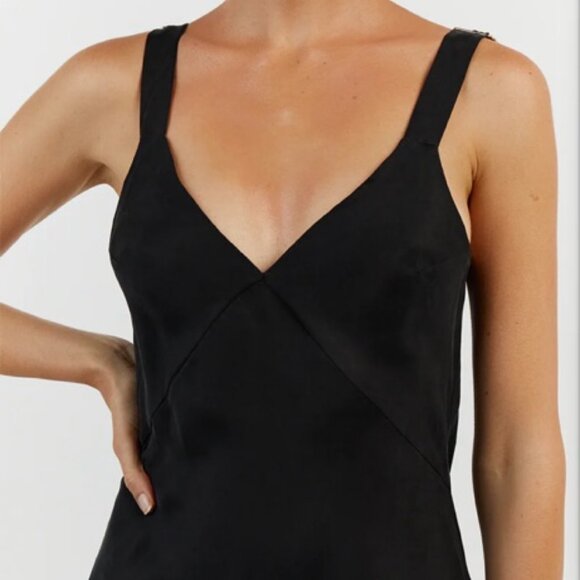DISSH Kendall Midi Slip Dress - Black US 4 - Picture 2 of 7